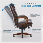 Fauteuil de bureau de direction à dossier haut avec support lombaire, noir
