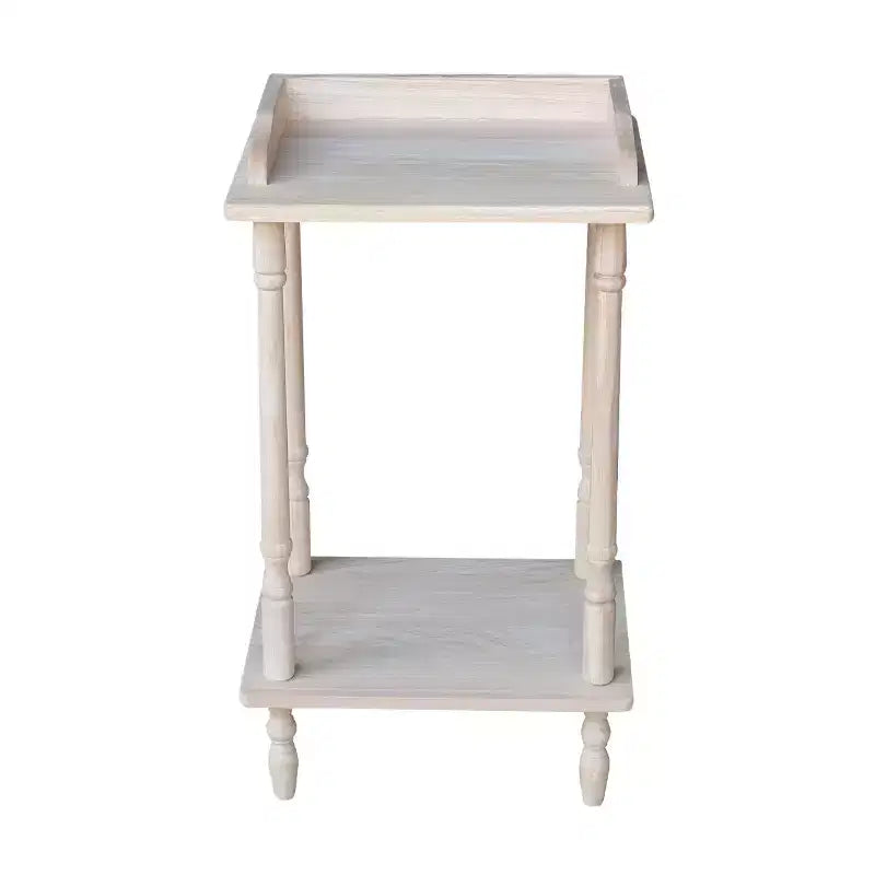 Telephone Stand with Shelf, Unfinished Solid Wood