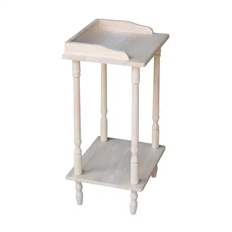 Telephone Stand with Shelf, Unfinished Solid Wood
