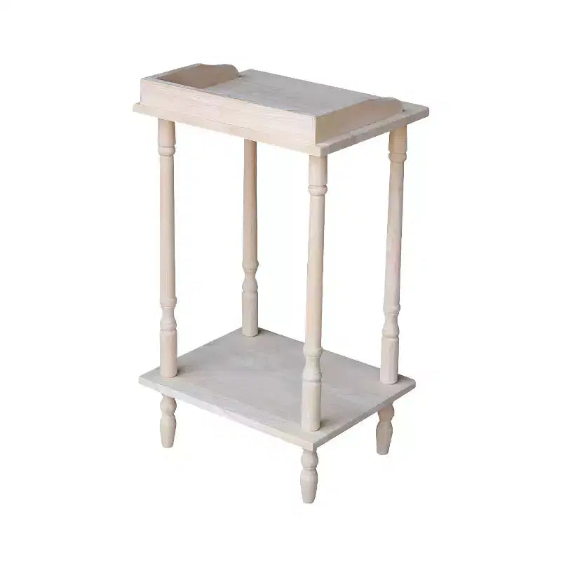 Telephone Stand with Shelf, Unfinished Solid Wood