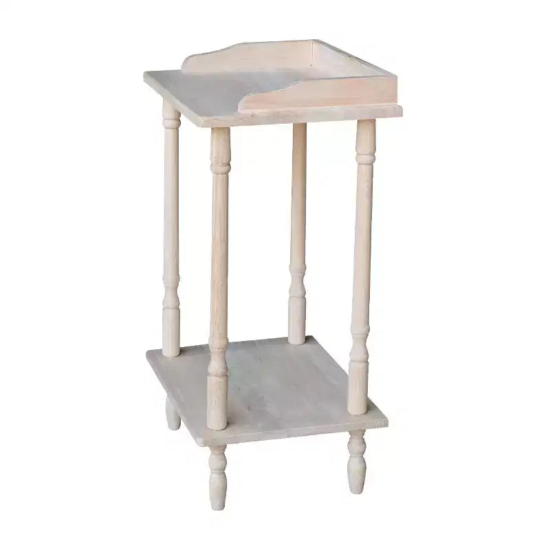 Telephone Stand with Shelf, Unfinished Solid Wood