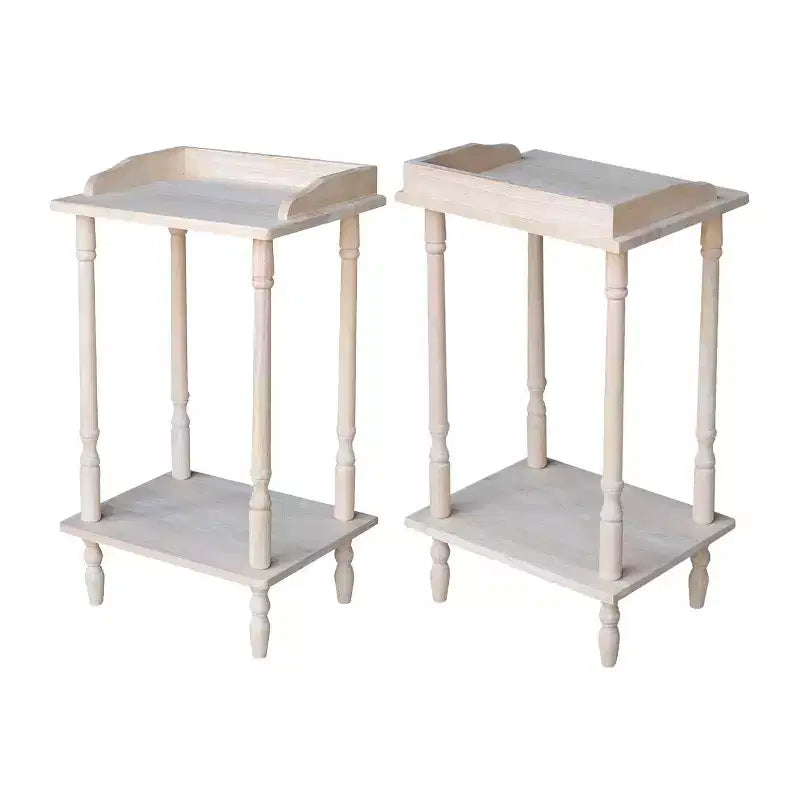 Telephone Stand with Shelf, Unfinished Solid Wood