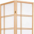 Paravent Shoji de 1,80 m de haut, séparateur de pièce pliable à 8 panneaux avec papier de riz Washi et cadre en bois dur, naturel