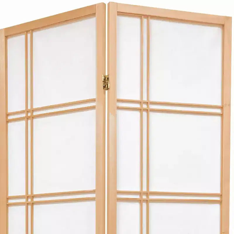 6 ft. Tall Shoji Screen Room Divider, 8-Panel Folding Privacy Screen with Washi Rice Paper & Hardwood Frame, Natural