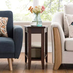 Table d'appoint compensée en bois massif avec fauteuil inclinable, finition cerisier chocolat