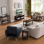 Table d'appoint compensée en bois massif avec fauteuil inclinable, finition cerisier chocolat
