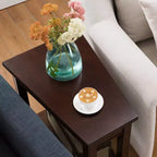 Table d'appoint compensée en bois massif avec fauteuil inclinable, finition cerisier chocolat