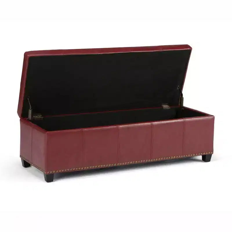 48" Transitional Storage Ottoman with Lift-Top Lid and Nailhead Trim