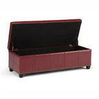 Pouf de rangement transitoire de 48 po avec couvercle relevable et garniture cloutée