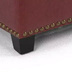 Pouf de rangement transitoire de 48 po avec couvercle relevable et garniture cloutée