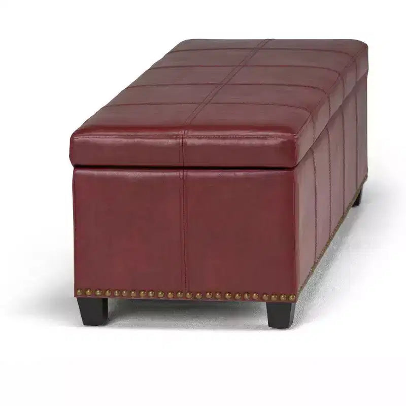 48" Transitional Storage Ottoman with Lift-Top Lid and Nailhead Trim