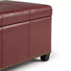 Pouf de rangement transitoire de 48 po avec couvercle relevable et garniture cloutée