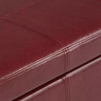 Pouf de rangement transitoire de 48 po avec couvercle relevable et garniture cloutée