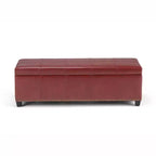 Pouf de rangement transitoire de 48 po avec couvercle relevable et garniture cloutée