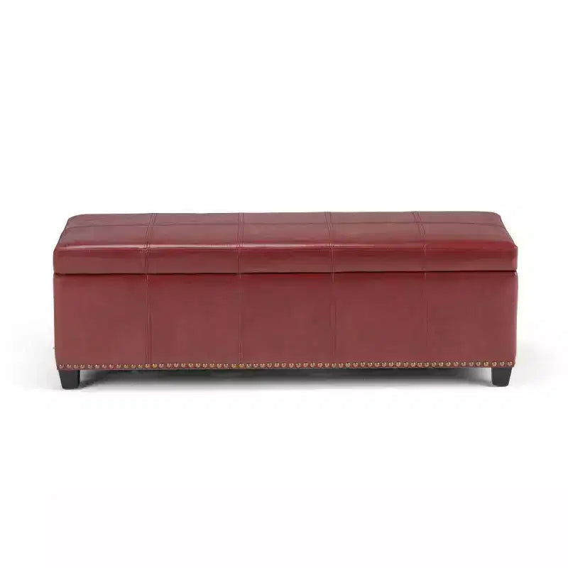 48" Transitional Storage Ottoman with Lift-Top Lid and Nailhead Trim