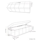 Pouf de rangement transitoire de 48 po avec couvercle relevable et garniture cloutée