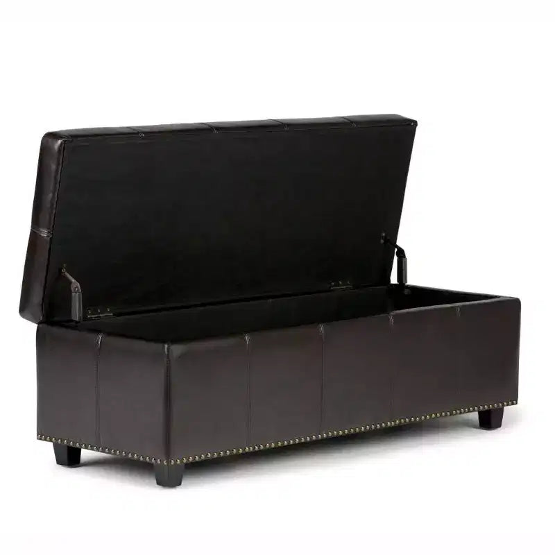 48" Transitional Storage Ottoman with Lift-Top Lid and Nailhead Trim