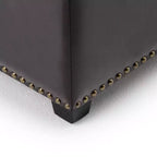 Pouf de rangement transitoire de 48 po avec couvercle relevable et garniture cloutée