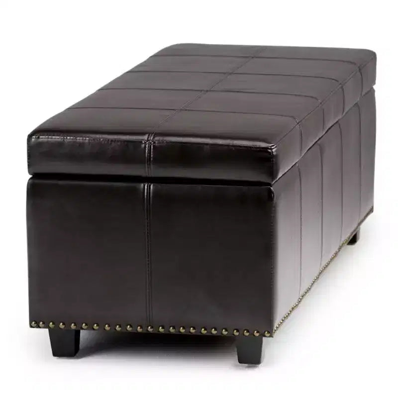 48" Transitional Storage Ottoman with Lift-Top Lid and Nailhead Trim