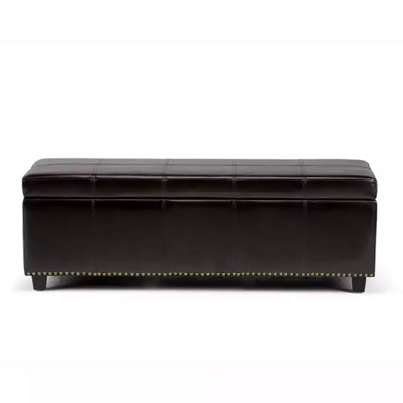 48" Transitional Storage Ottoman with Lift-Top Lid and Nailhead Trim