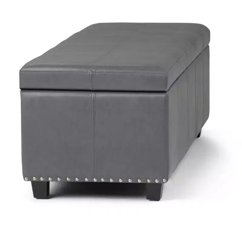 48" Transitional Storage Ottoman with Lift-Top Lid and Nailhead Trim