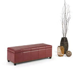 Pouf de rangement transitoire de 48 po avec couvercle relevable et garniture cloutée