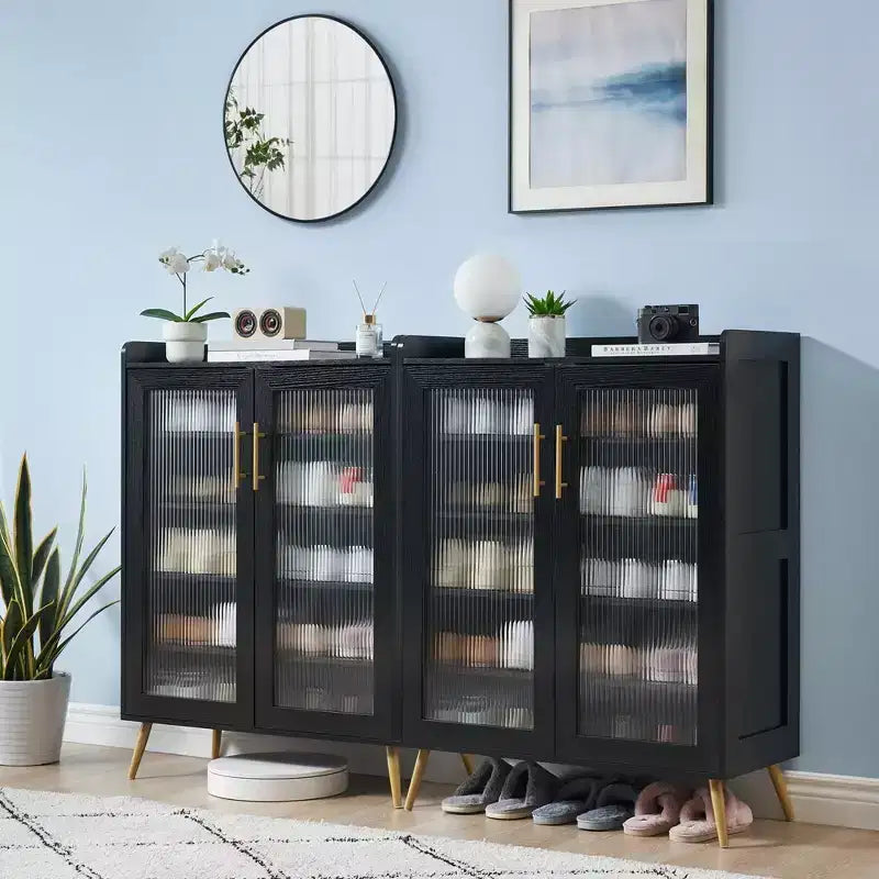 Shoe Cabinet with Glass Doors, 5-Tier Entryway Shoe Organizer with Adjustable Shelves, Holds 20 Pairs
