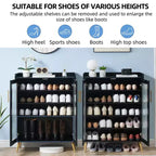 Meuble à chaussures avec portes vitrées, organiseur de chaussures d'entrée à 5 niveaux avec étagères réglables, peut contenir 20 paires