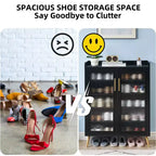 Meuble à chaussures avec portes vitrées, organiseur de chaussures d'entrée à 5 niveaux avec étagères réglables, peut contenir 20 paires