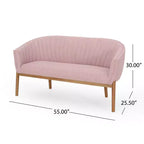 Causeuse de style Mid-Century Modern, canapé rembourré avec surpiqûres passepoilées, dossier incurvé et pieds en bois d'hévéa, 2 places