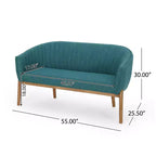 Causeuse de style Mid-Century Modern, canapé rembourré avec surpiqûres passepoilées, dossier incurvé et pieds en bois d'hévéa, 2 places