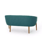 Causeuse de style Mid-Century Modern, canapé rembourré avec surpiqûres passepoilées, dossier incurvé et pieds en bois d'hévéa, 2 places