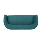 Causeuse de style Mid-Century Modern, canapé rembourré avec surpiqûres passepoilées, dossier incurvé et pieds en bois d'hévéa, 2 places