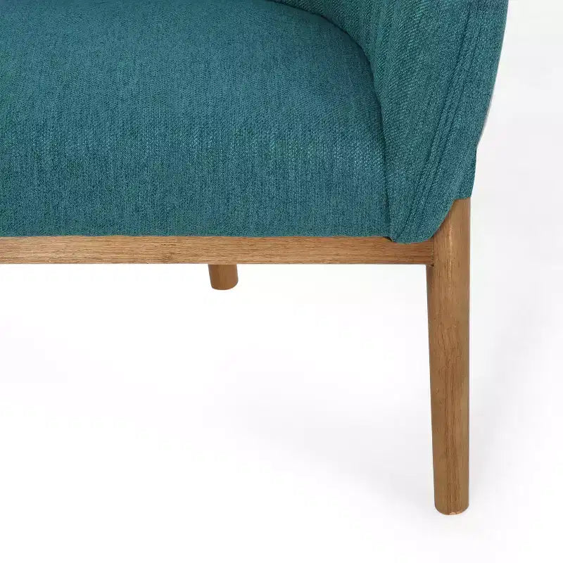Mid-Century Modern Loveseat, Channel Stitch Upholstered Sofa with Curved Back & Rubberwood Legs, Seats 2