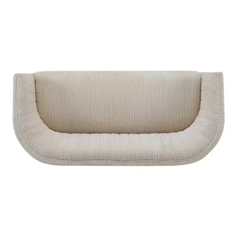 Mid-Century Modern Loveseat, Channel Stitch Upholstered Sofa with Curved Back & Rubberwood Legs, Seats 2