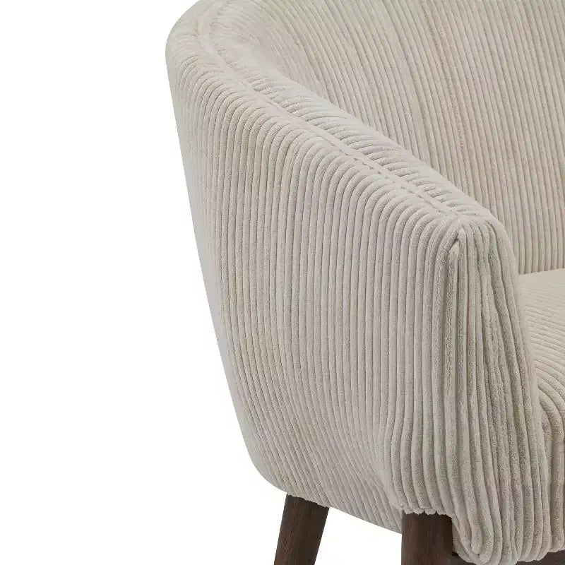 Mid-Century Modern Loveseat, Channel Stitch Upholstered Sofa with Curved Back & Rubberwood Legs, Seats 2