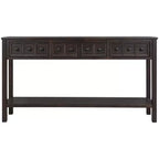 Console d'entrée rustique avec 4 tiroirs et étagère inférieure, 152 cm de large, pin et MDF