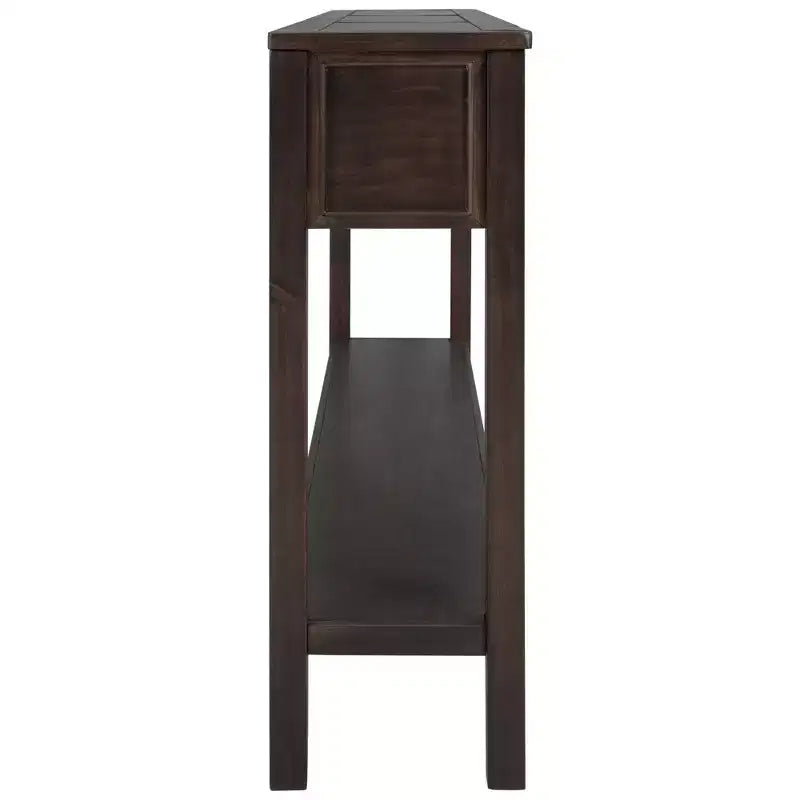 Rustic Entryway Console Table with 4 Drawers and Bottom Shelf, 60"W, Pine & MDF