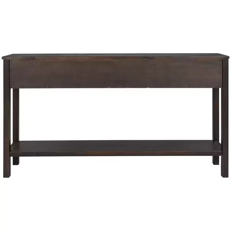 Rustic Entryway Console Table with 4 Drawers and Bottom Shelf, 60"W, Pine & MDF