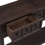 Console d'entrée rustique avec 4 tiroirs et étagère inférieure, 152 cm de large, pin et MDF