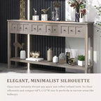 Console d'entrée rustique avec 4 tiroirs et étagère inférieure, 152 cm de large, pin et MDF