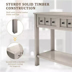 Console d'entrée rustique avec 4 tiroirs et étagère inférieure, 152 cm de large, pin et MDF