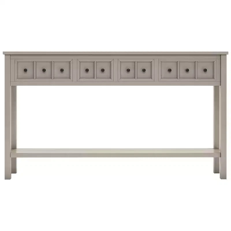 Rustic Entryway Console Table with 4 Drawers and Bottom Shelf, 60"W, Pine & MDF