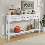 Console d'entrée rustique avec 4 tiroirs et étagère inférieure, 152 cm de large, pin et MDF