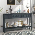 Console d'entrée rustique avec 4 tiroirs et étagère inférieure, 152 cm de large, pin et MDF