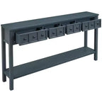 Console d'entrée rustique avec 4 tiroirs et étagère inférieure, 152 cm de large, pin et MDF