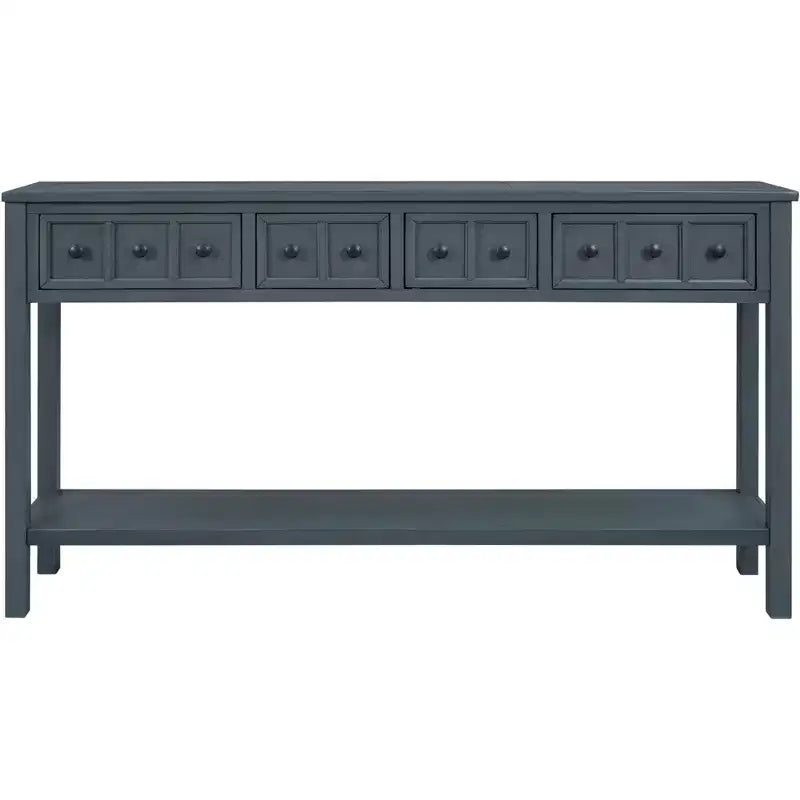 Rustic Entryway Console Table with 4 Drawers and Bottom Shelf, 60"W, Pine & MDF