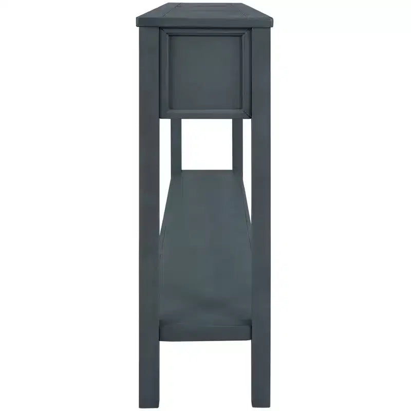 Rustic Entryway Console Table with 4 Drawers and Bottom Shelf, 60"W, Pine & MDF