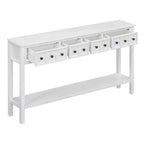 Console d'entrée rustique avec 4 tiroirs et étagère inférieure, 152 cm de large, pin et MDF