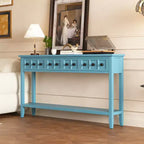 Console d'entrée rustique avec 4 tiroirs et étagère inférieure, 152 cm de large, pin et MDF